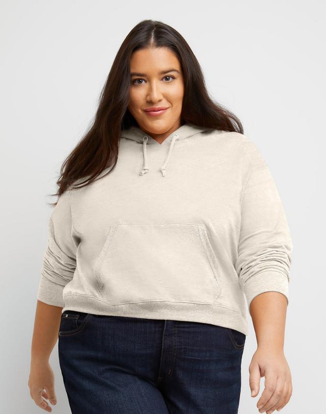 Hanes Originals Womens French Terry Cropped Hoodie (Plus Size) Natural 4X Product Image