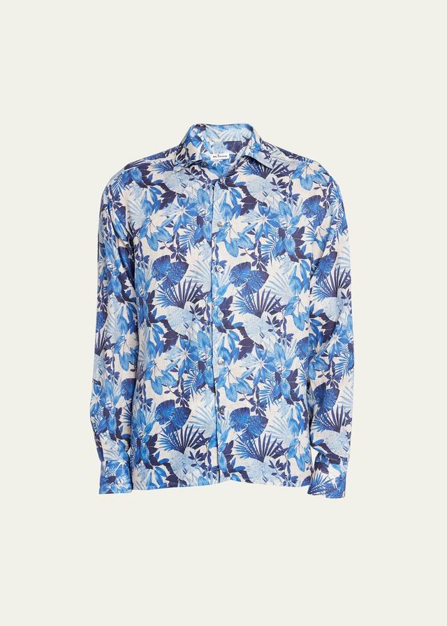 Mens Cotton Floral-Print Casual Button-Down Shirt Product Image