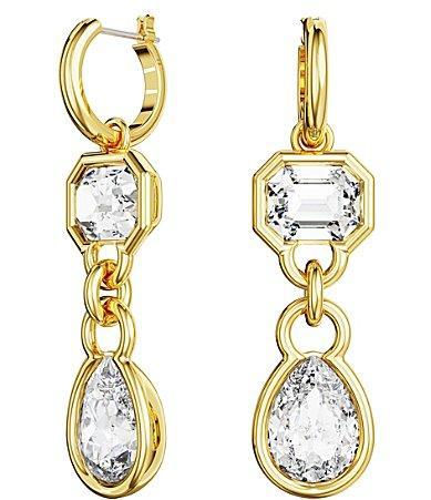 Swarovski Gold-Tone Mixed Crystal Double Charm Hoop Earrings Product Image