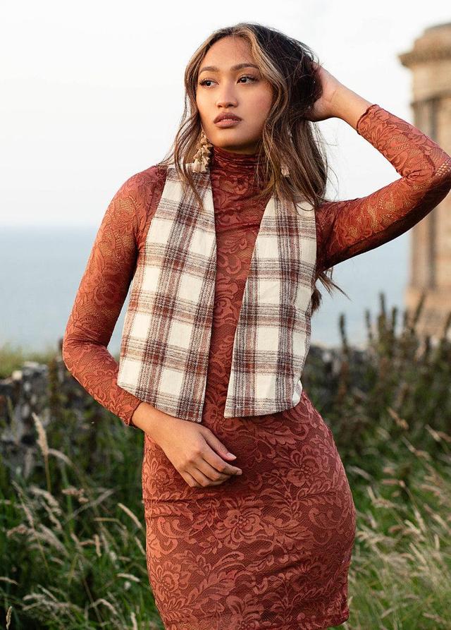 Mikah Vest in Ecru Plaid Product Image