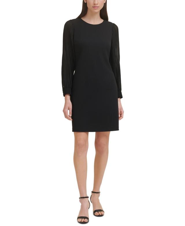 Tommy Hilfiger Round Neck Long Sleeve Sheath Dress Product Image