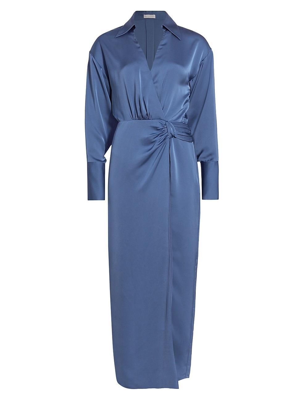 Womens Aurora Draped Satin Shirtdress Product Image