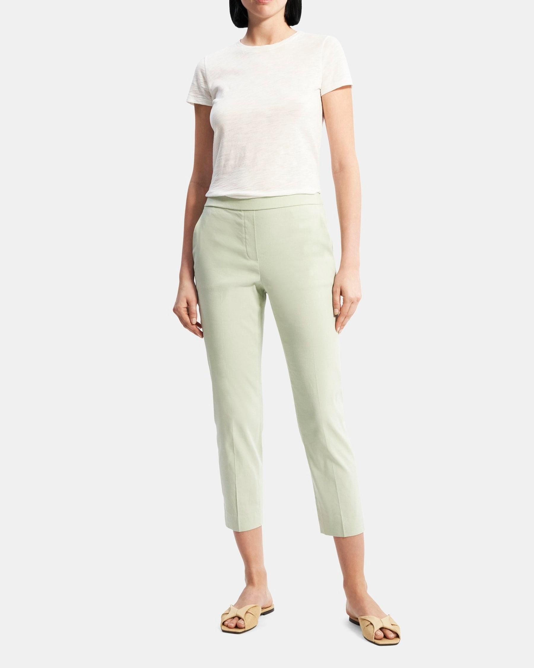 Slim Cropped Pull-On Pant in Stretch Linen Product Image