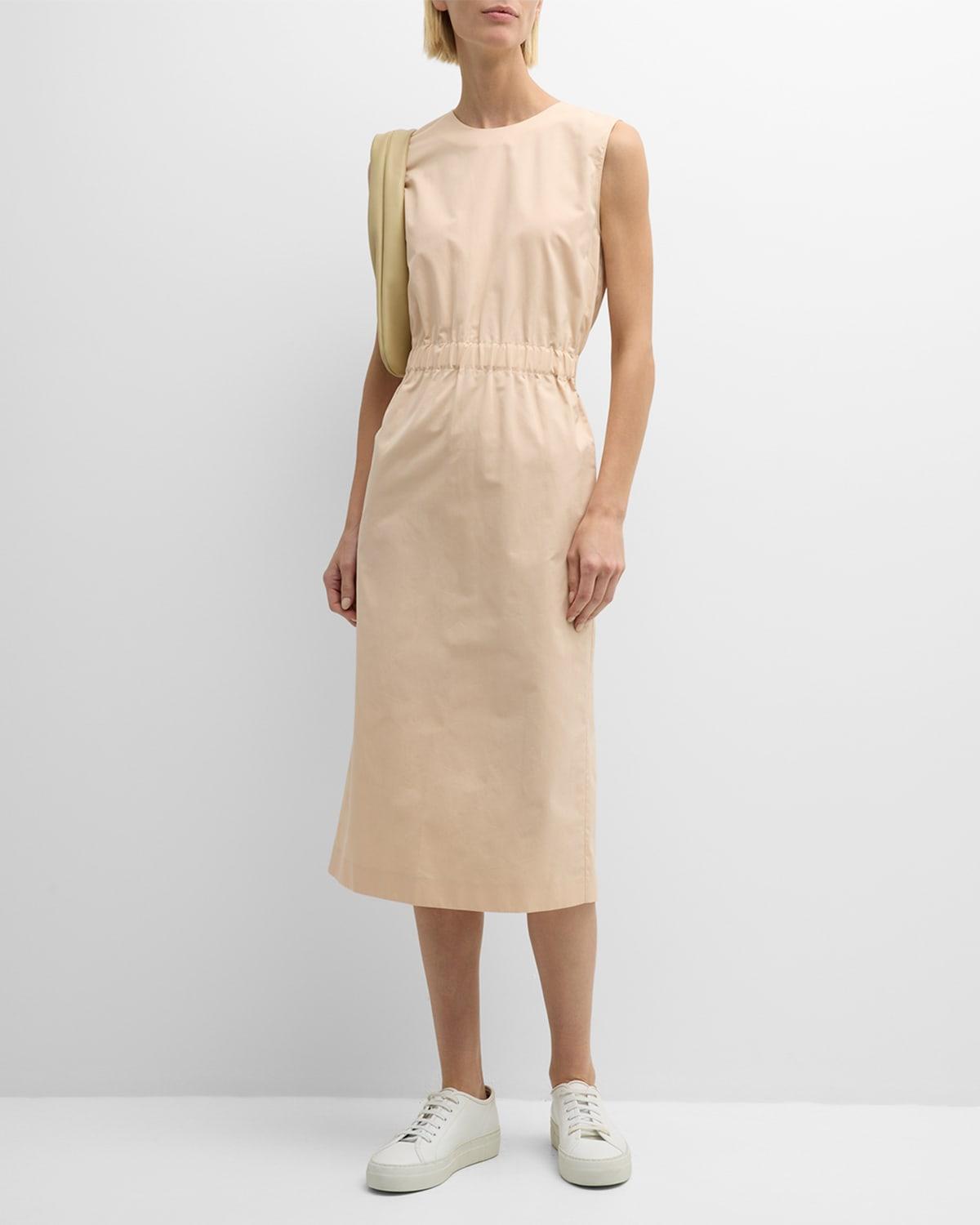 Sleeveless A-Line Cotton Poplin Midi Dress Product Image