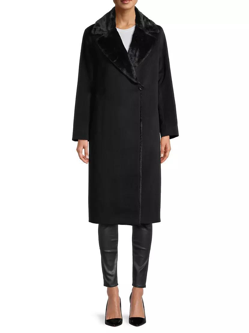 Faux Fur-Trim Wool Coat Product Image