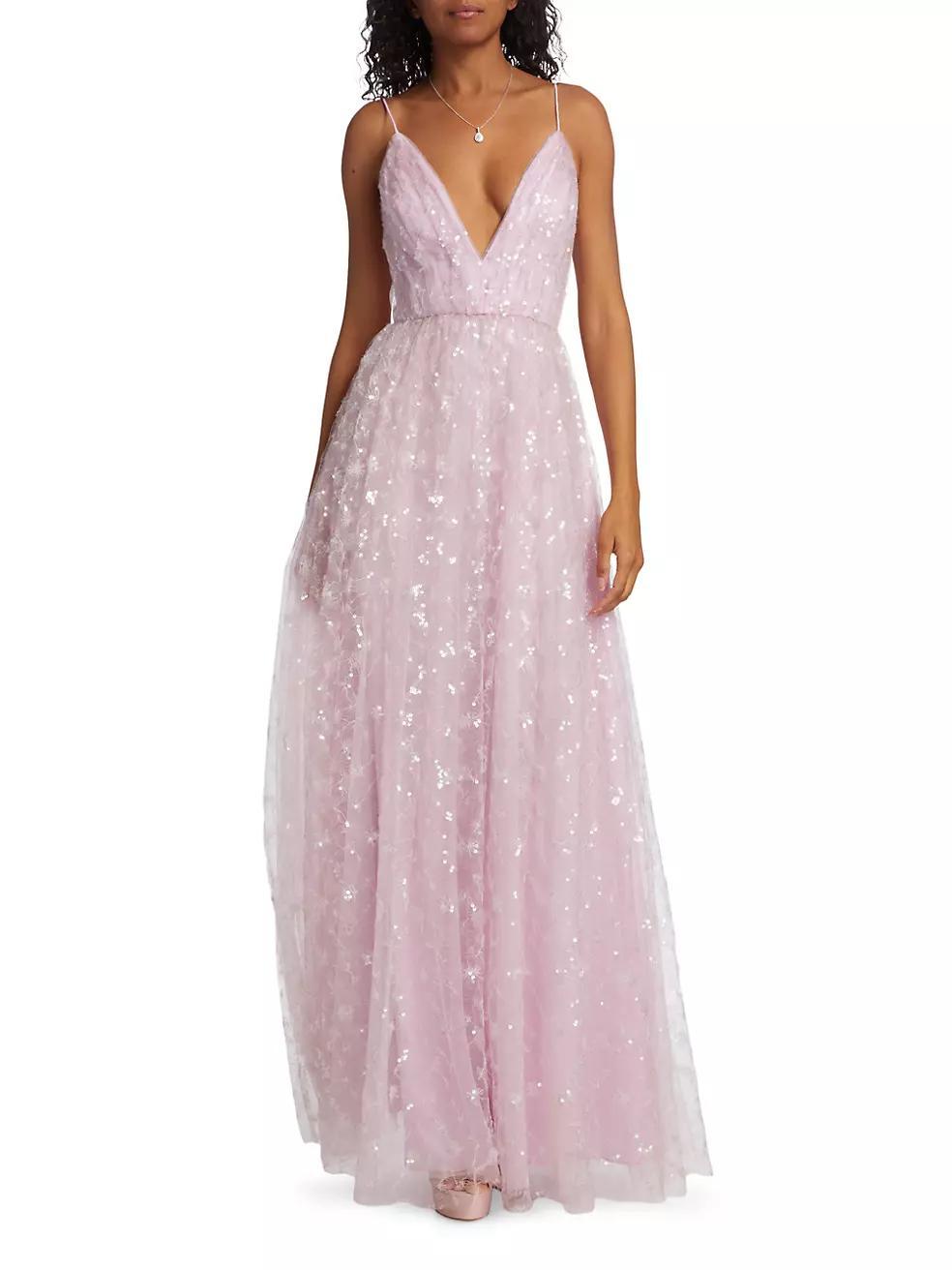 Layla Sequined Lace A-Line Gown Product Image