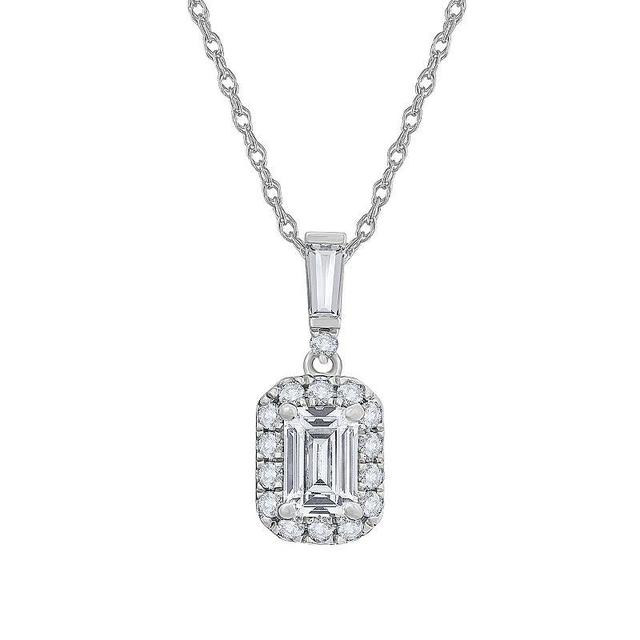 Diamond Medley 14k White Gold 3/4 Carat T.W. Lab-Grown Diamond Halo Pendant Necklace, Womens Product Image