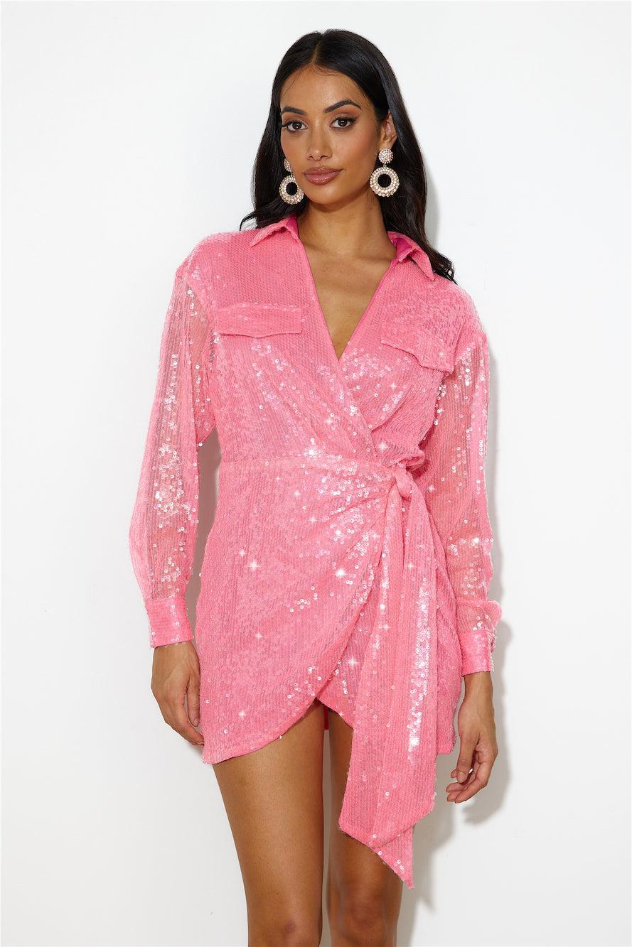 Party Shirt Dress Pink Product Image