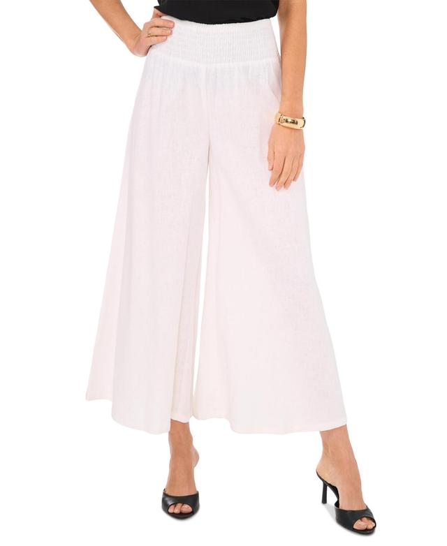 Women's Smocked Waist Cropped Wide Leg Pants Product Image