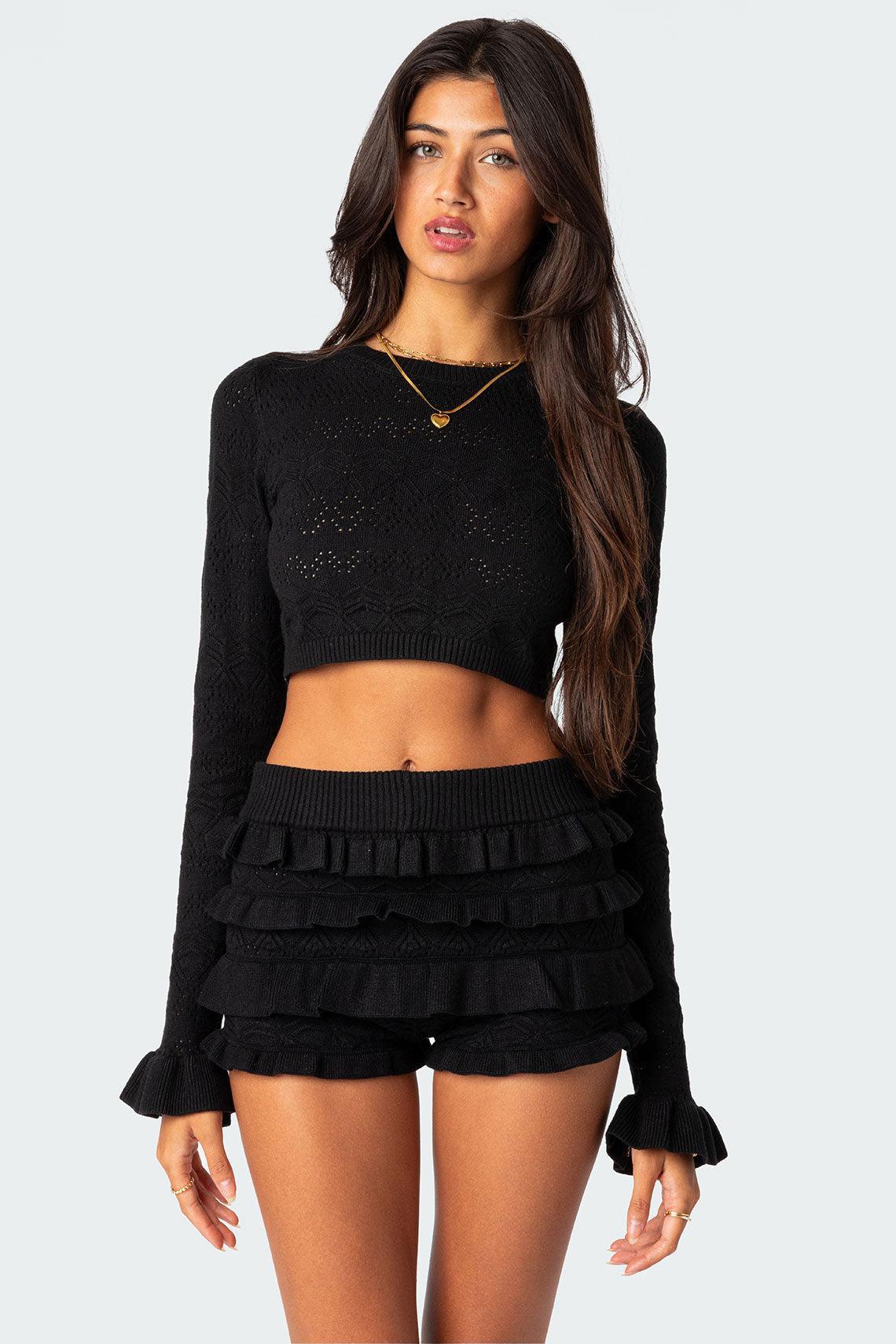 Delana Embroidered Knit Crop Top Product Image