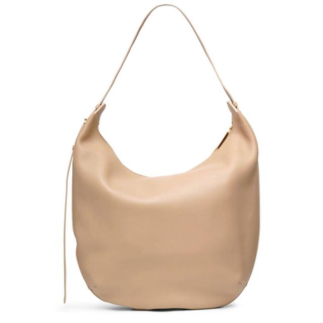 Allie Medium Leather Shoulder Bag In Beige Product Image