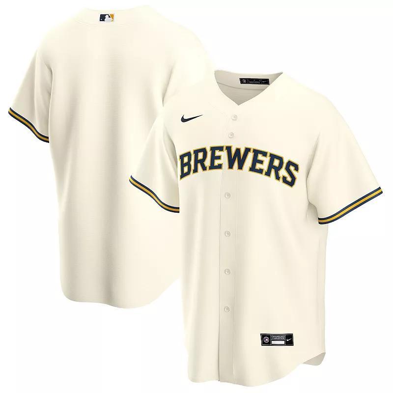 Nike Mens Milwaukee Brewers Official Blank Replica Jersey - Ivory Product Image