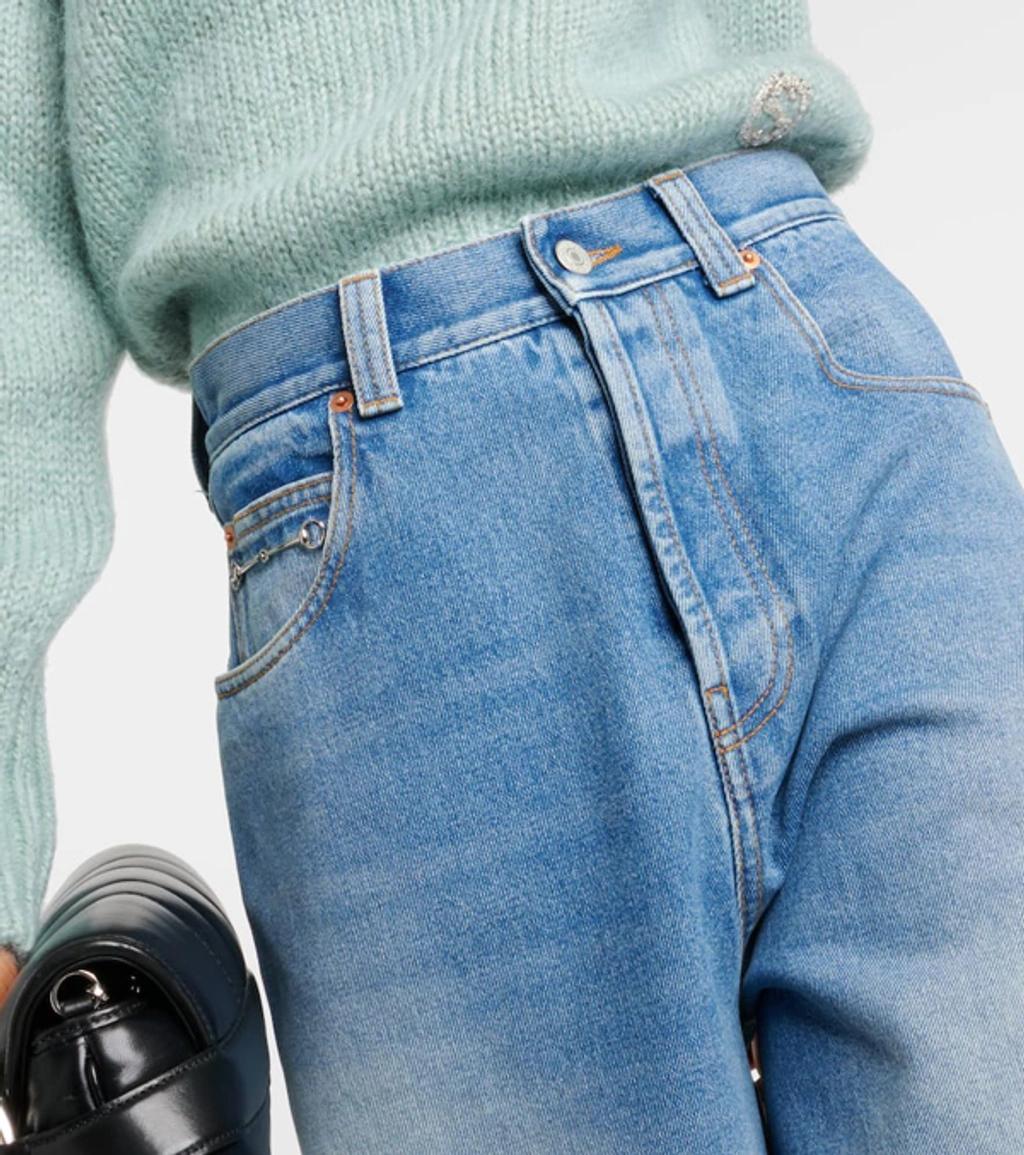 Wide Leg Horsebit Jeans In Blue Product Image