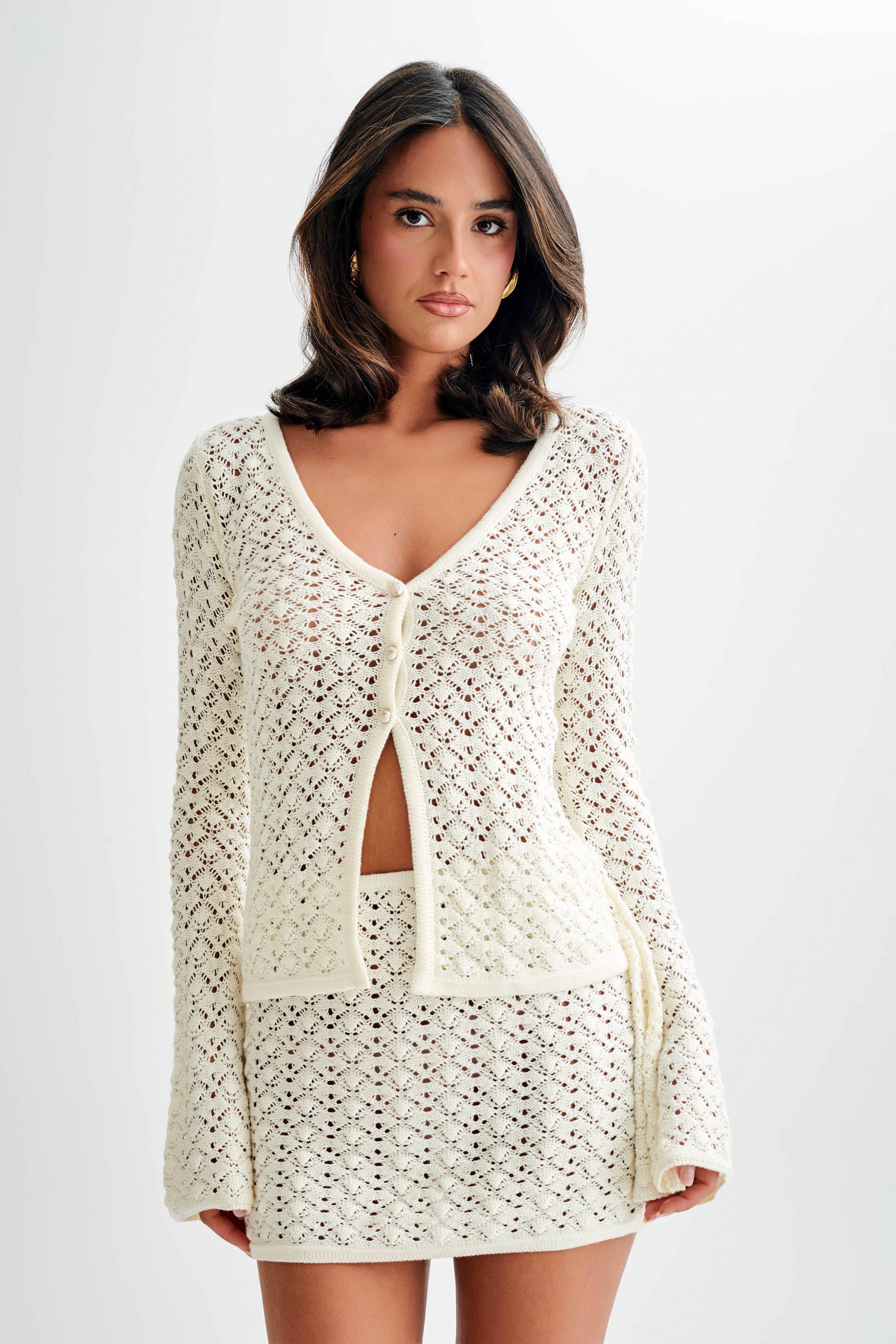 Murphy A-Line Knit Mini Skirt - White Product Image