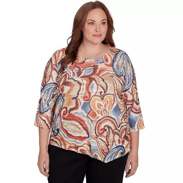 Plus Size Alfred Dunner Watercolor Paisley Crewneck Top, Womens Product Image