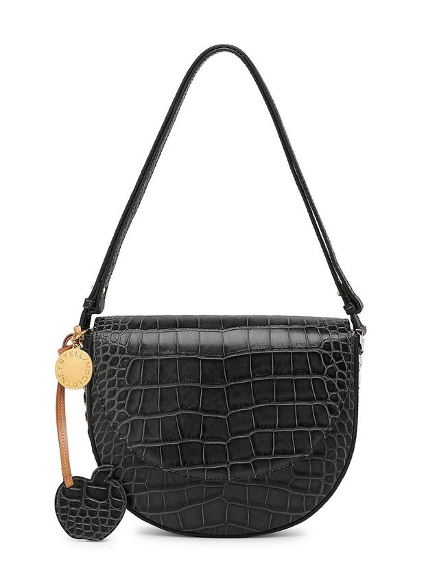 Womens Medium Crocodile-Embossed Saddle Bag Product Image