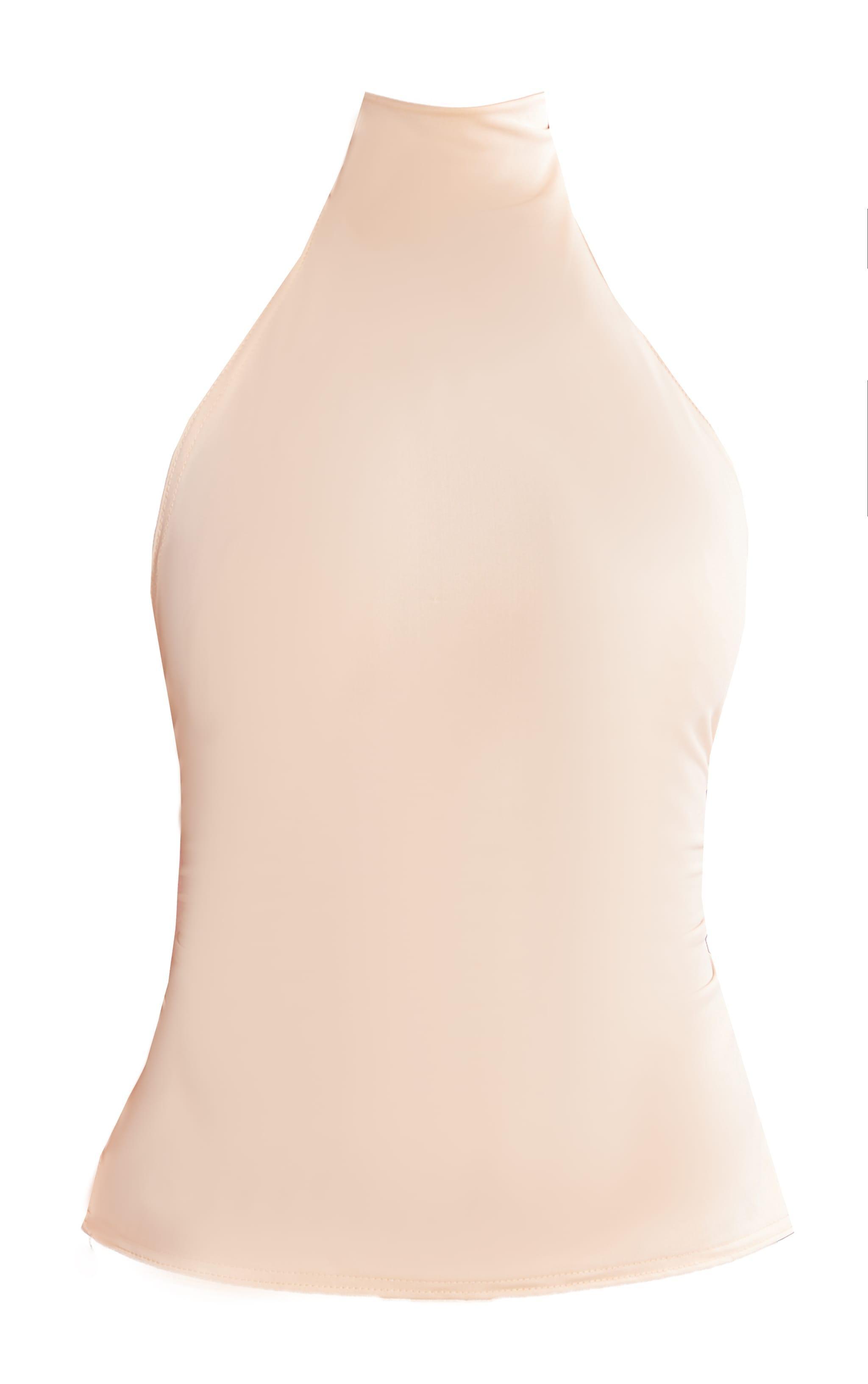 Cream Halterneck Matte Touch High Neck Top Product Image