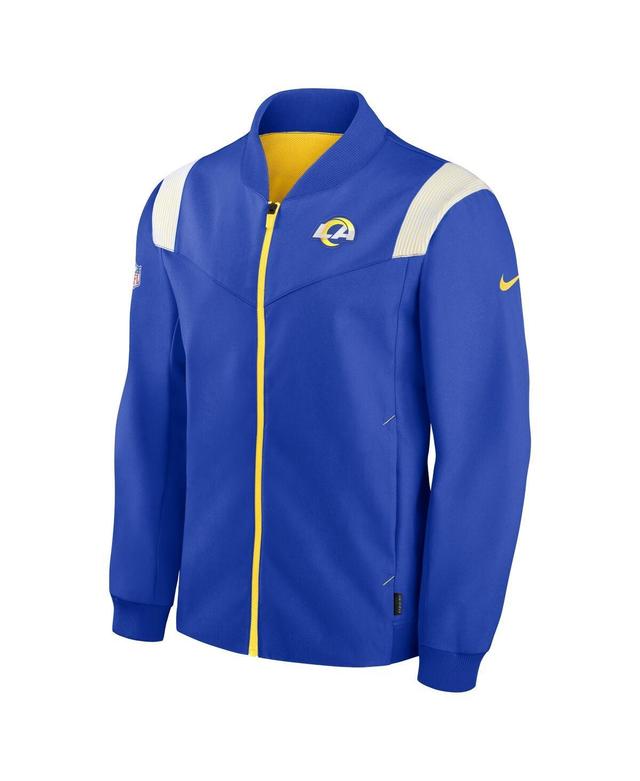 NIKE Men's Royal Los Angeles Rams Sideline Coaches Bomber Full-zip Jacket In Royal,gold Product Image