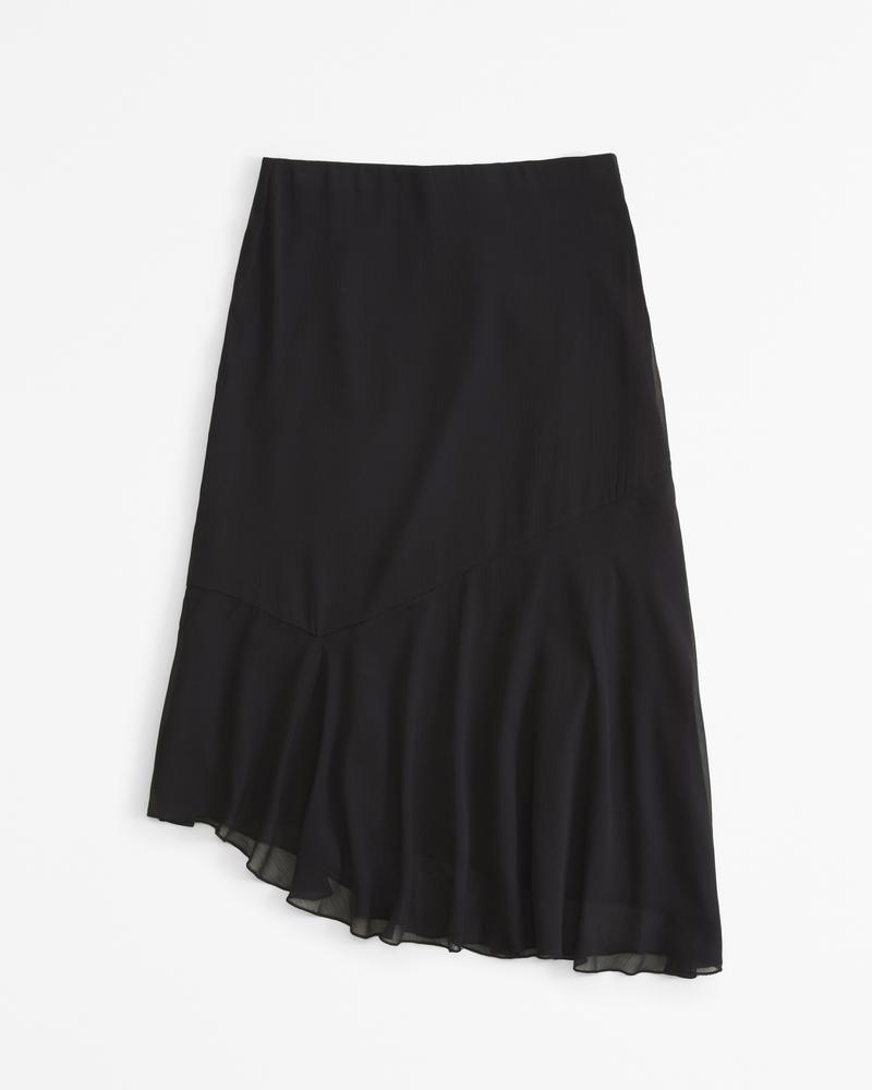 Crinkle Asymmetrical Midi Skirt Product Image