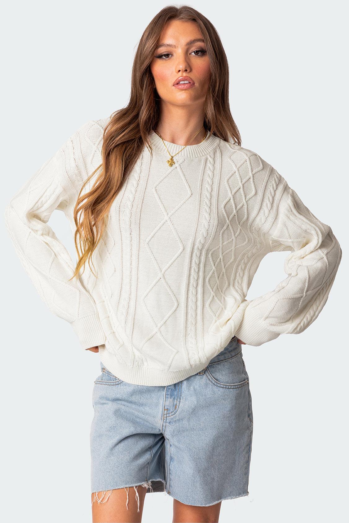 Jessy Cable Knit Oversized Sweater Product Image