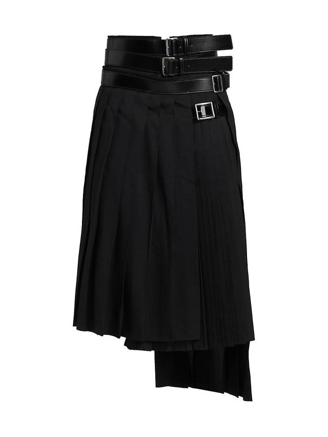 Womens Belted Wool-Blend Asymmetric Midi-Skirt Product Image