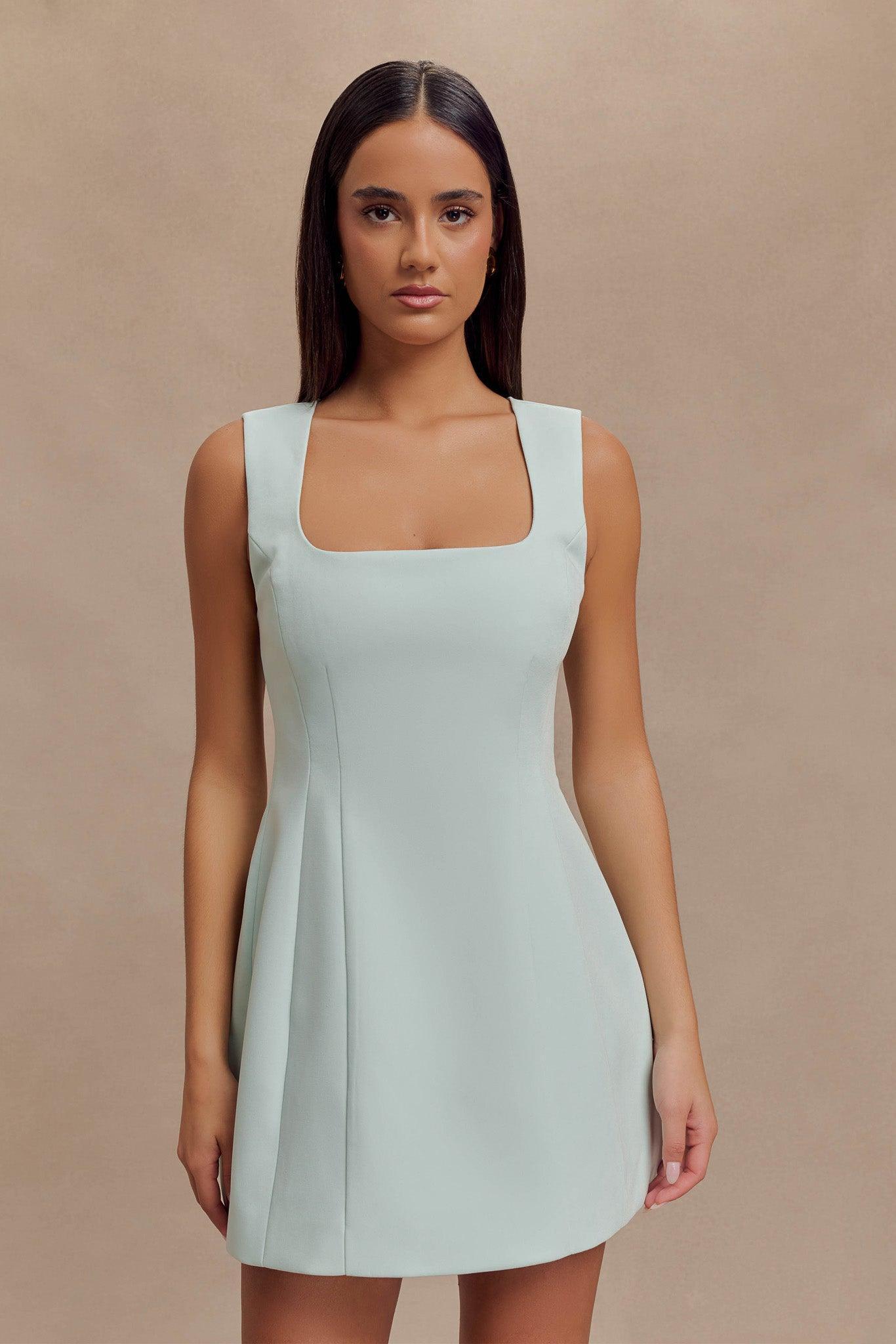 Lysandre Crepe Mini Dress - Ice Blue Product Image