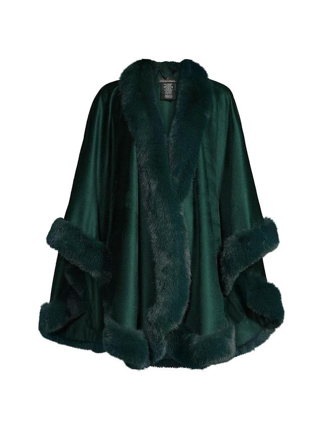 Cashmere Cape With Faux Fur Trim Product Image