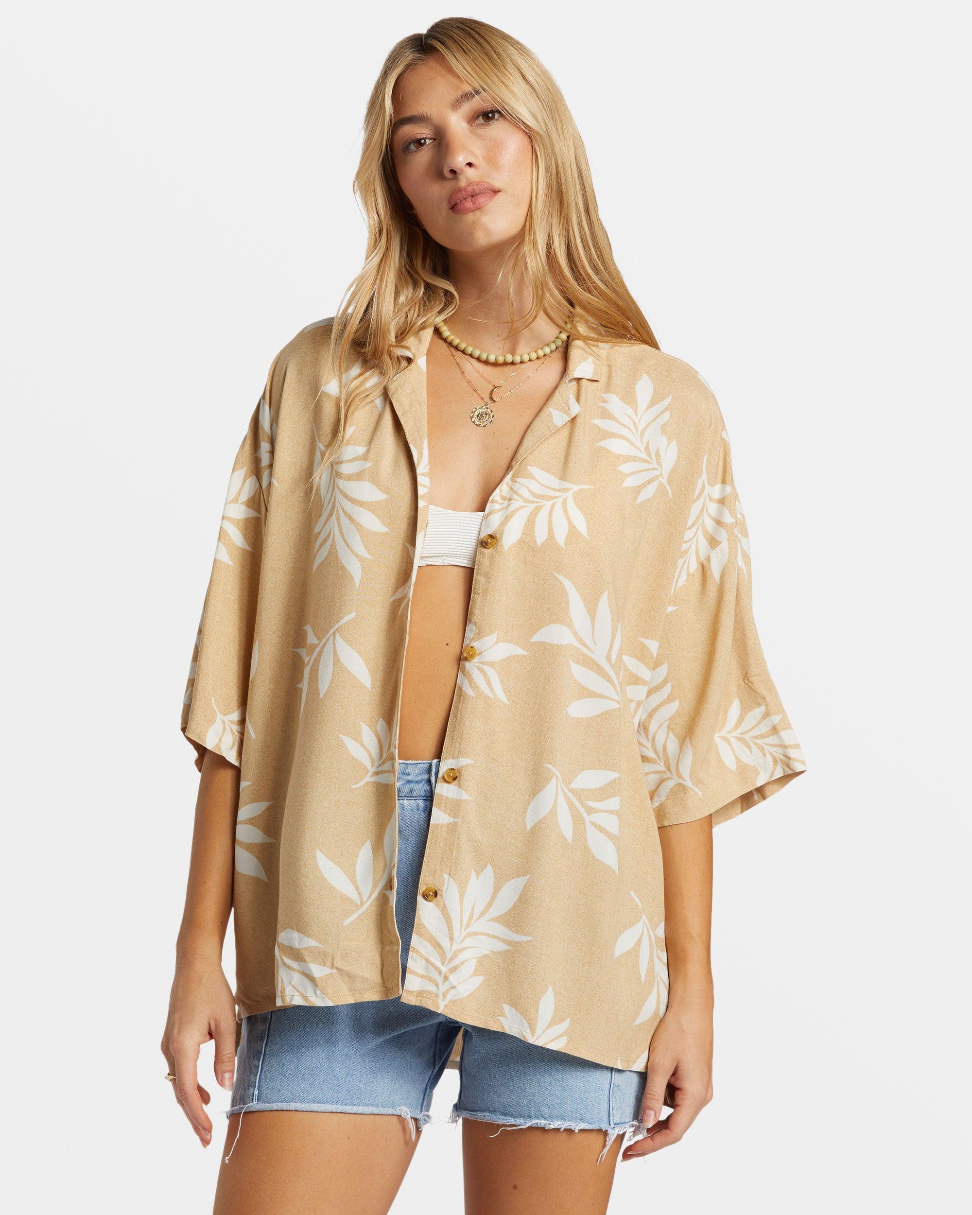 Beach Side Oversized Short Sleeve Shirt - Multi Female Product Image