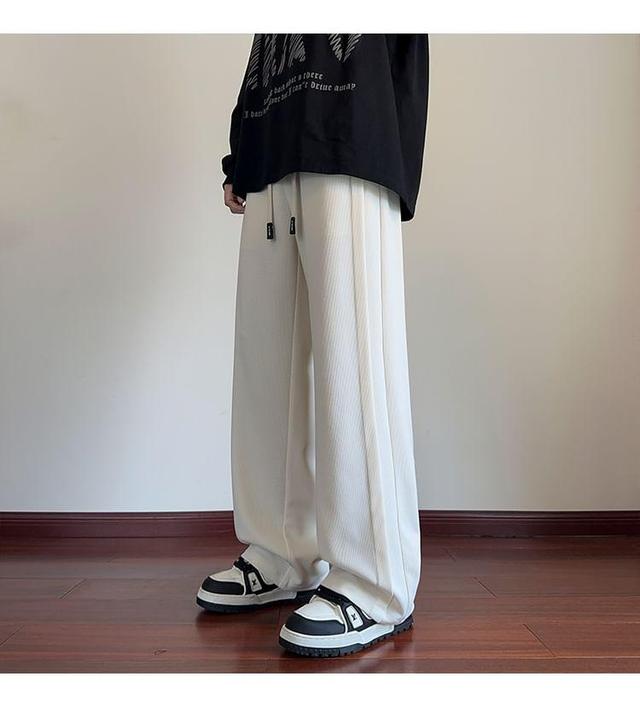 Drawstring Waist Plain Loose Fit Pants Product Image