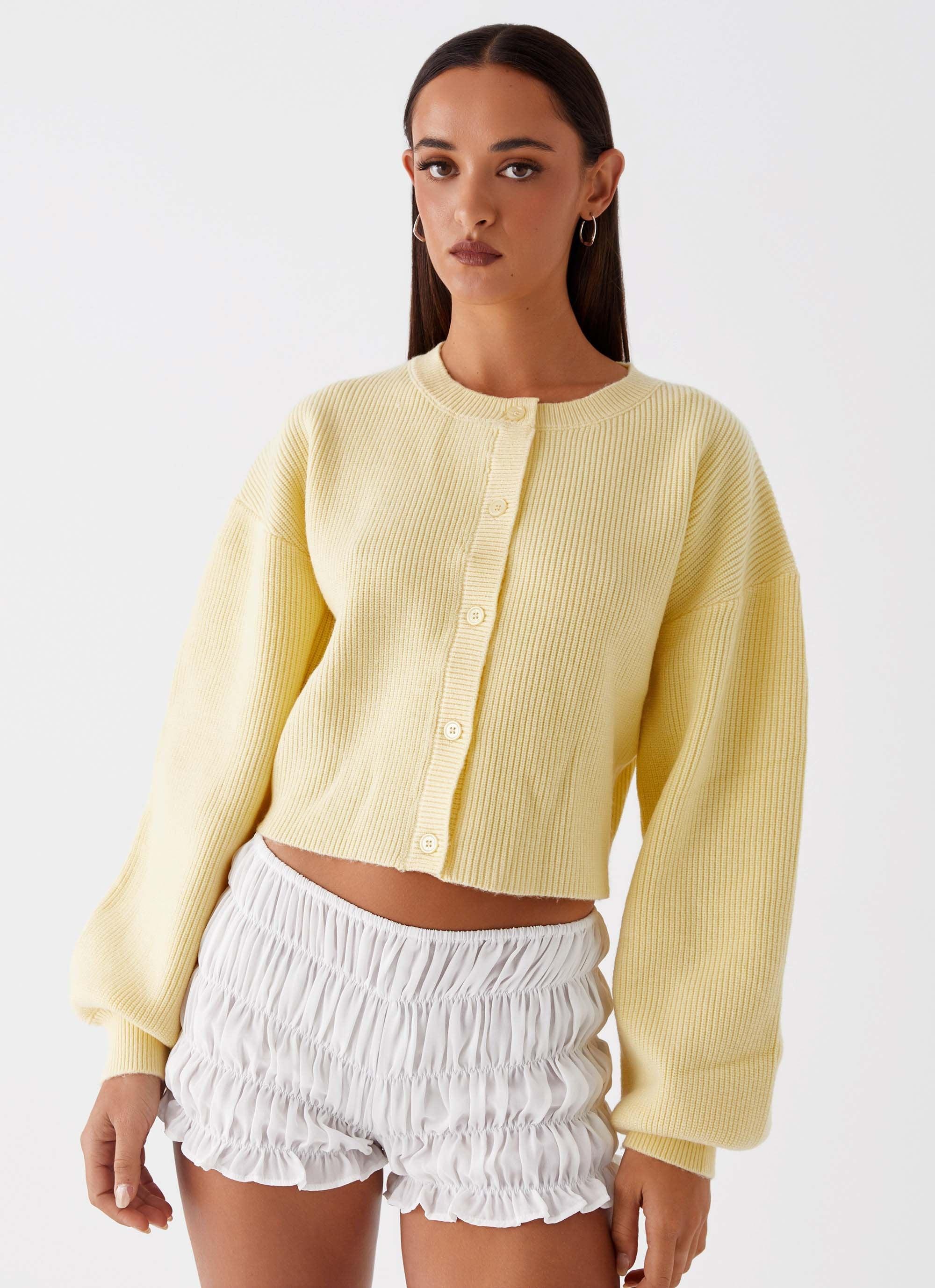 Daphne Knit Cardigan - Butter Yellow Product Image