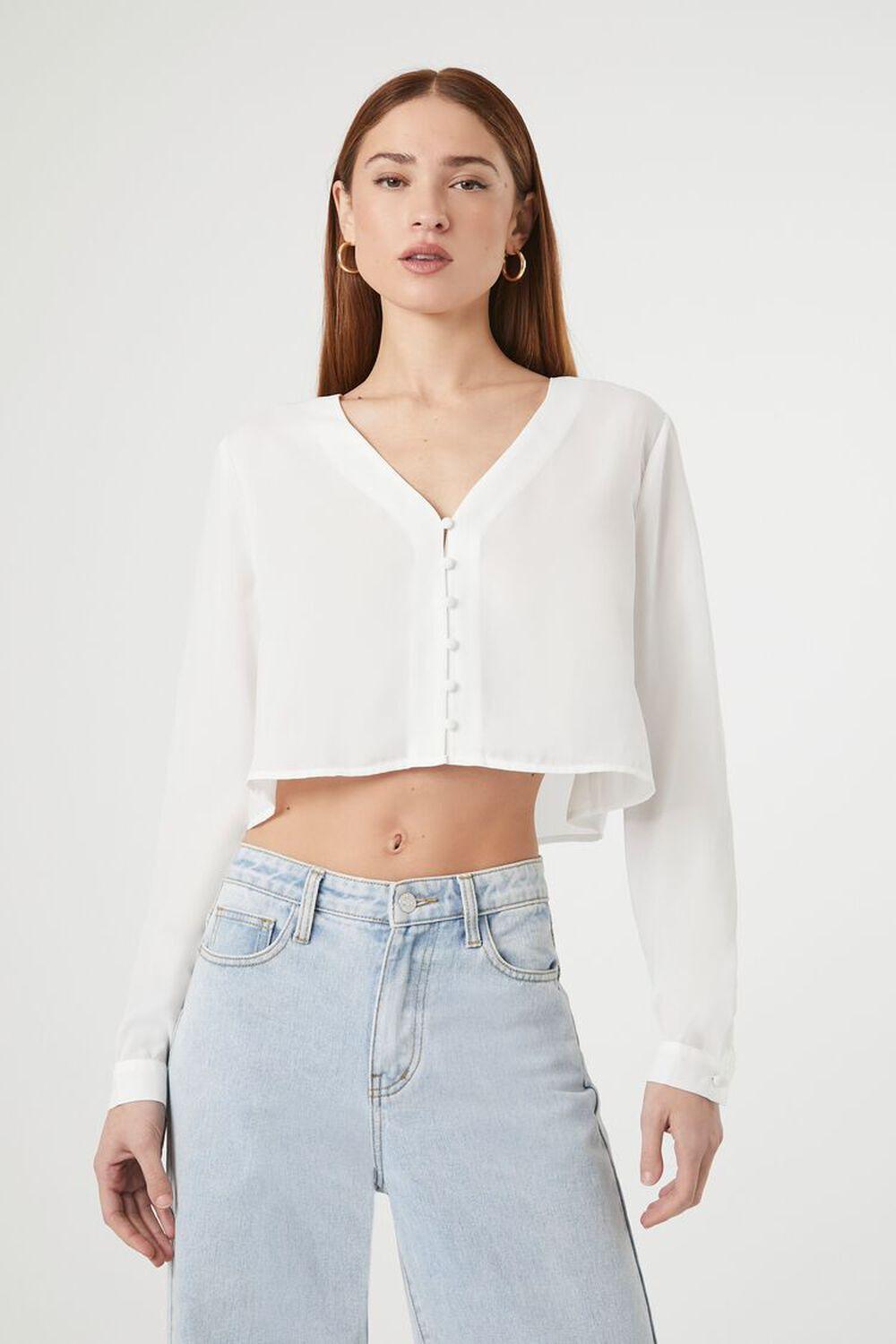 Boxy Cropped V-Neck Top | Forever 21 product image