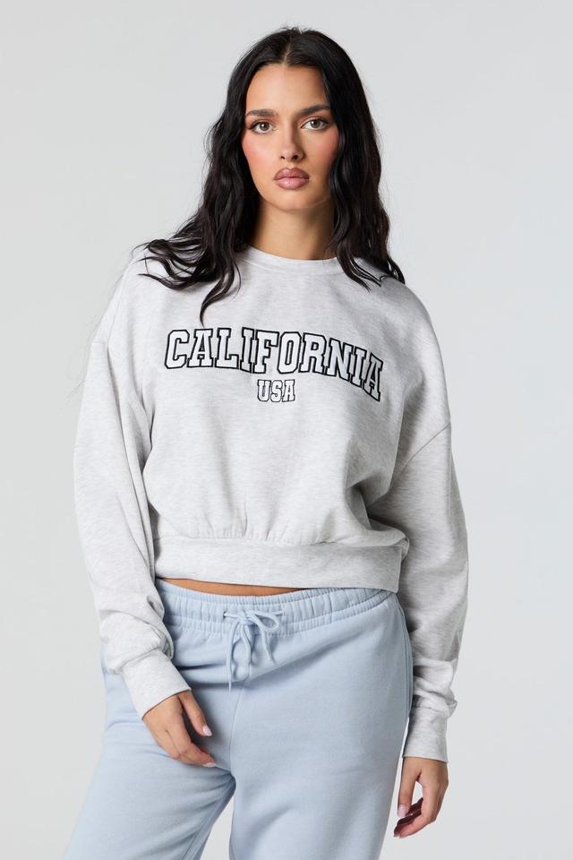 California Embroidered Cropped Fleece Sweatshirt Female Product Image