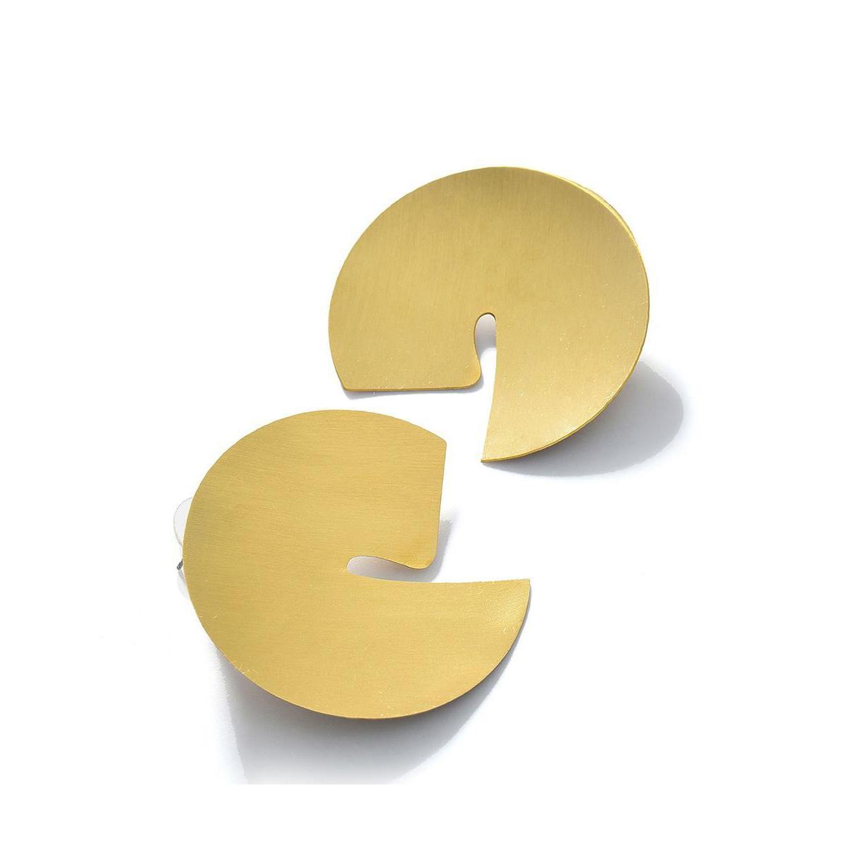 Sohi Womens Gold Metallic Circular Stud Earrings Product Image