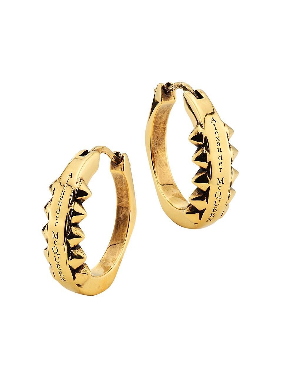 Womens Punk Goldtone Spiked Hoop Earrings Product Image