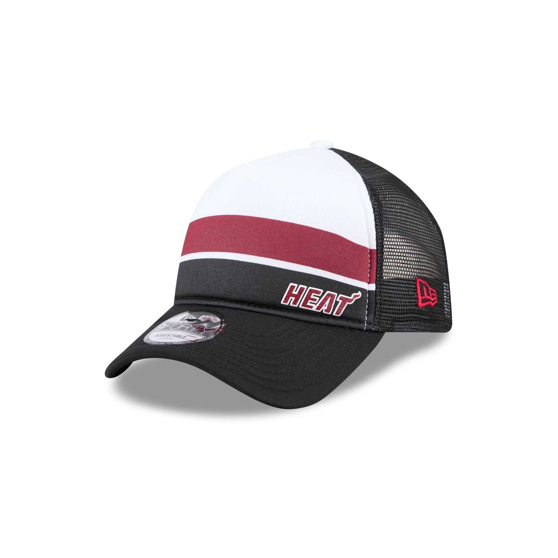 Miami Heat Color Block 9FORTY A-Frame Trucker Snapback Hat Male Product Image