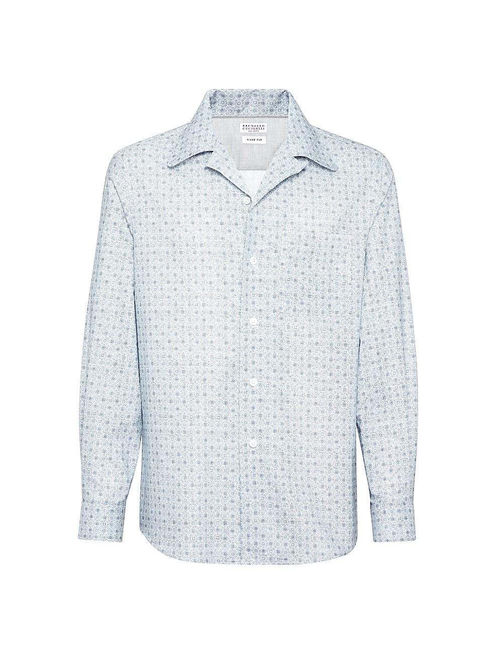 Mens Cotton Easy Fit Shirt With Geometric Pattern Product Image