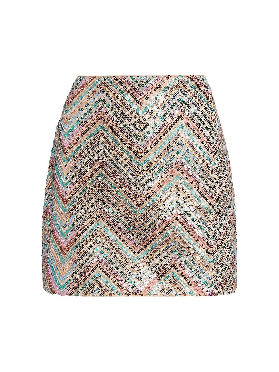 Womens Chevron Sequined Miniskirt Product Image