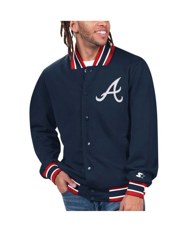 Mens Starter Navy Atlanta Braves Secret Weapon Full-Snap Jacket Product Image