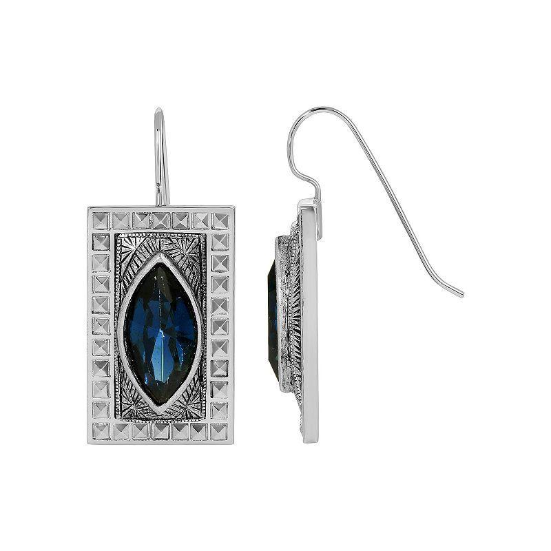 1928 Silver Tone Square Earrings, Womens, Blue Product Image