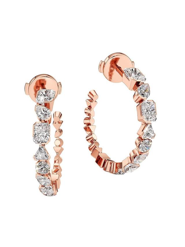 Womens Meta 18K Rose Gold & 2.43 TCW Lab-Grown Diamond Mini Hoop Earrings Product Image