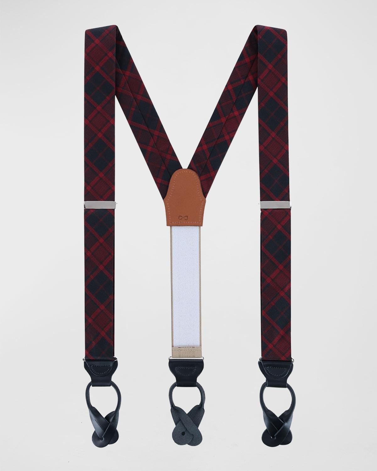 Trafalgar Kincade Red & Blackwatch Plaid Silk Suspenders Product Image