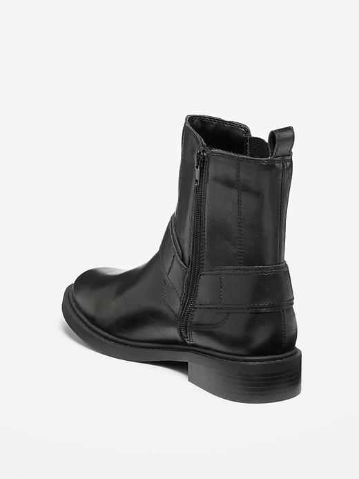 Faux-Leather Moto Boots Product Image