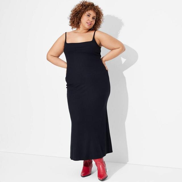 Womens Ribbed Maxi Slip Dress - Wild Fable Black 1X Product Image