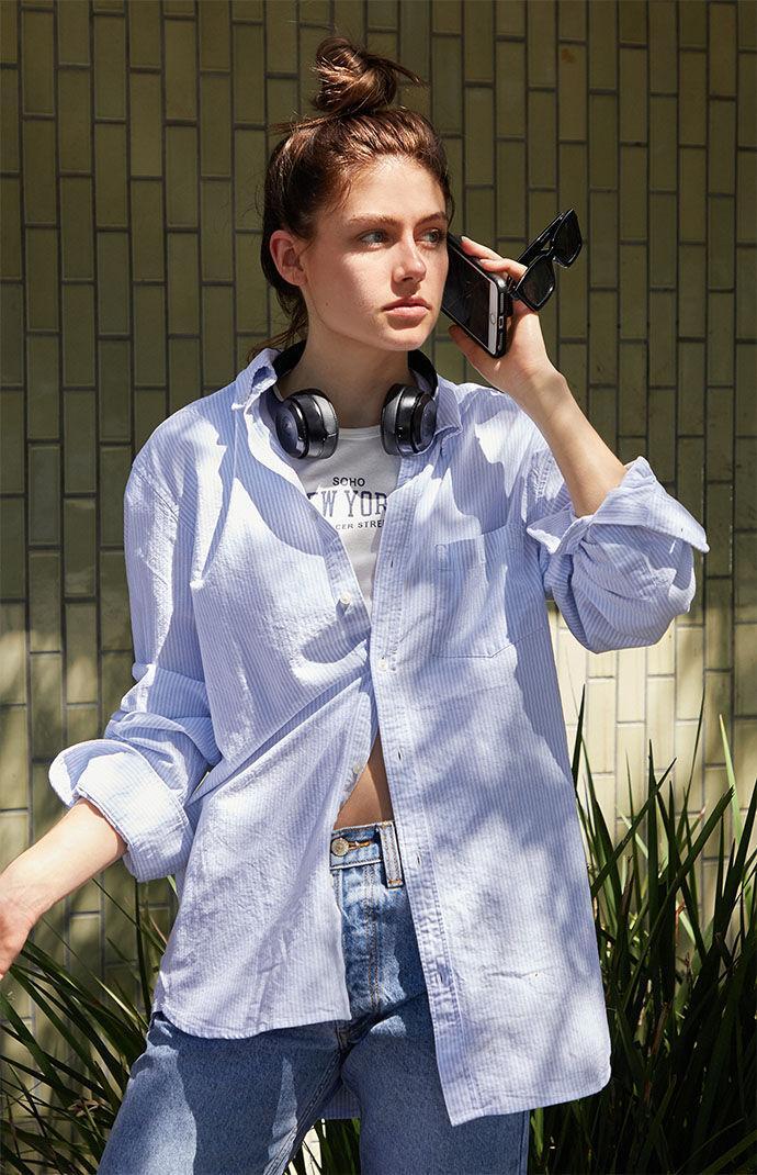 John Galt Womens Blue & White Stephanie Striped Shirt - Blue/white Product Image