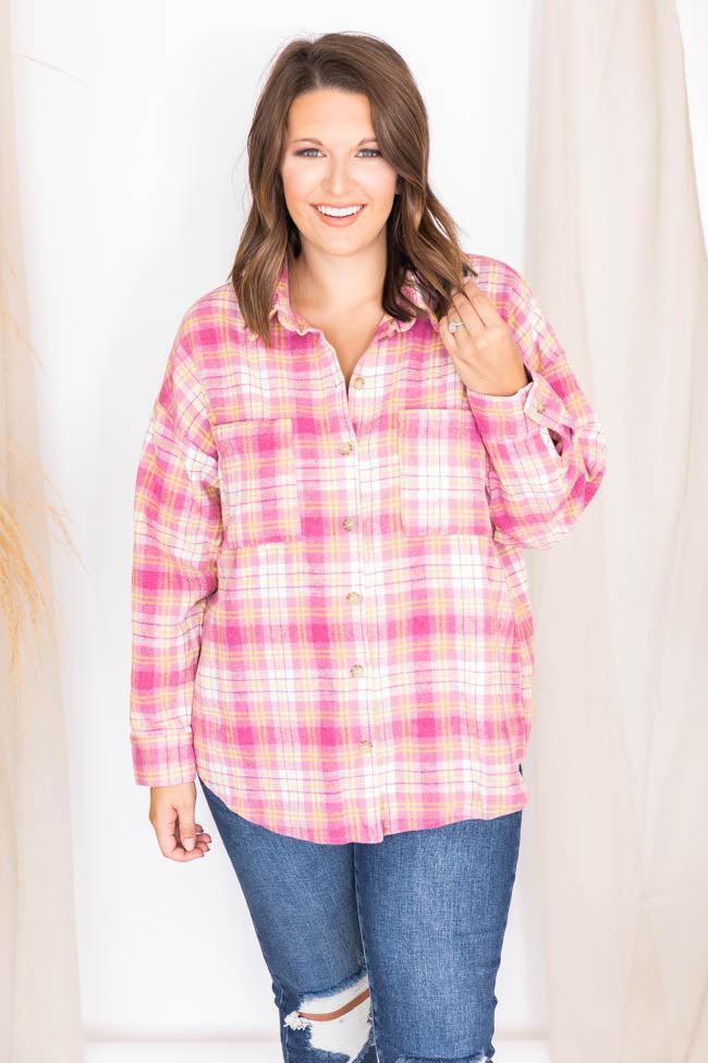 Wishing On Forever Pink Plaid Shacket FINAL SALE Product Image