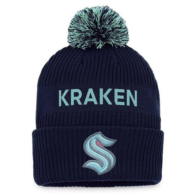 Mens Fanatics Deep Sea Blue Seattle Kraken 2022 Nhl Draft Authentic Pro Cuffed Knit Hat with Pom - Deep Sea Blue Product Image