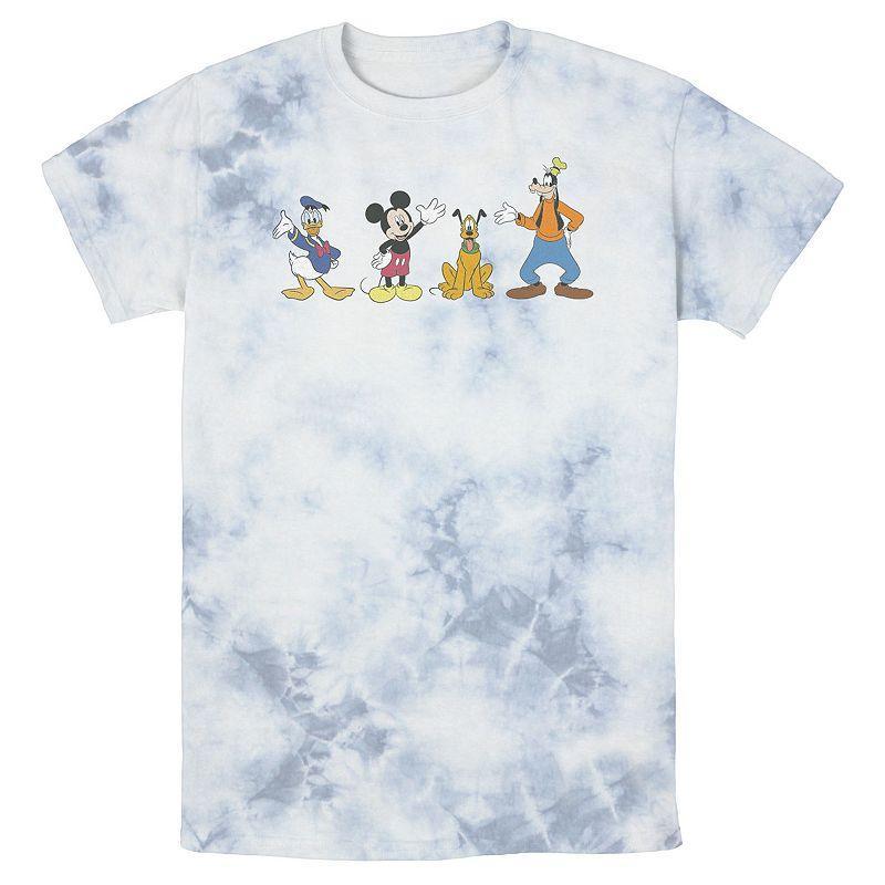 Disneys Mickey Mouse & Friends Mens Line Up Waving Hello Wash Tee Black Grey Product Image