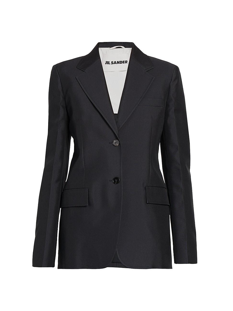 Womens Gabardine Silk-Blend Tailored Blazer Product Image