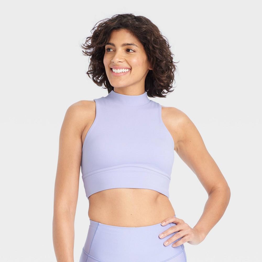 Womens Light Support High-Neck Crop Sports Bra - All In Motion Lilac Purple L Product Image