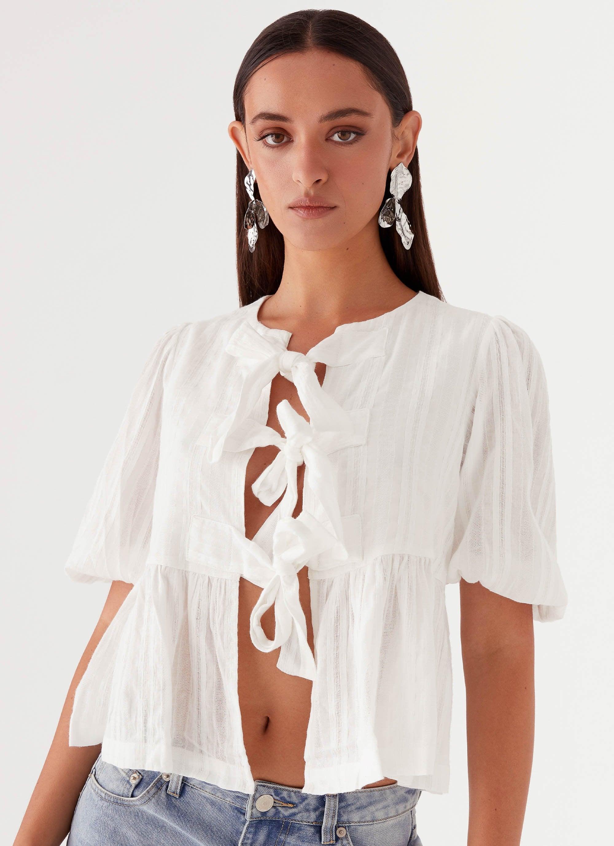 Western Wind Tie Top - White Product Image